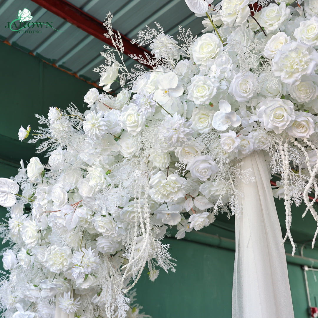 Runner & Unusual-Shaped Flower Arch in White