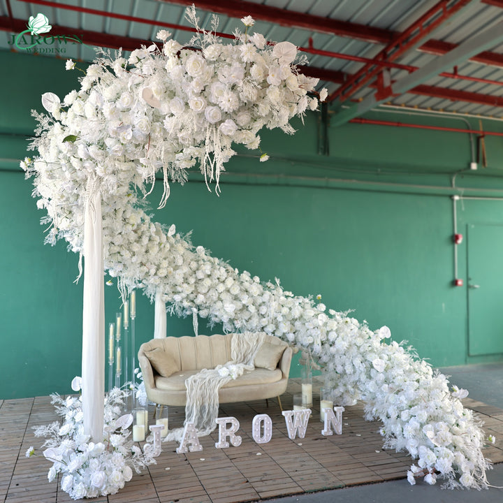 Runner & Unusual-Shaped Flower Arch in White