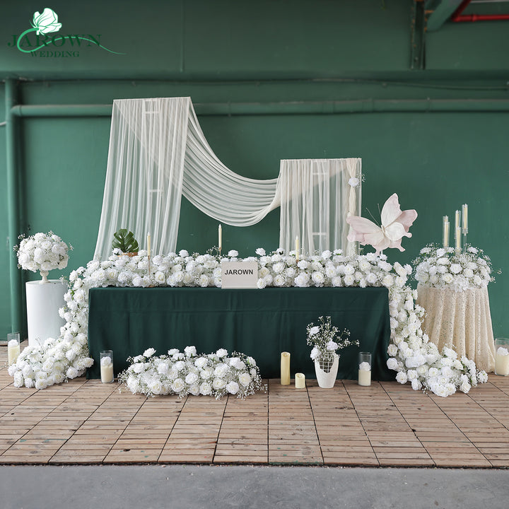 Centerpiece& Candelabra & Runner & Aisle in White