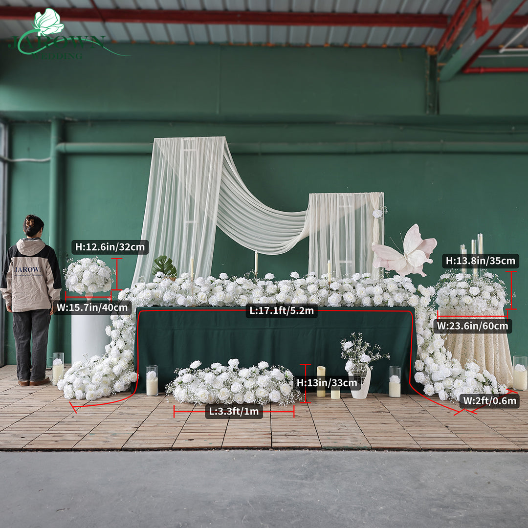 Centerpiece& Candelabra & Runner & Aisle in White