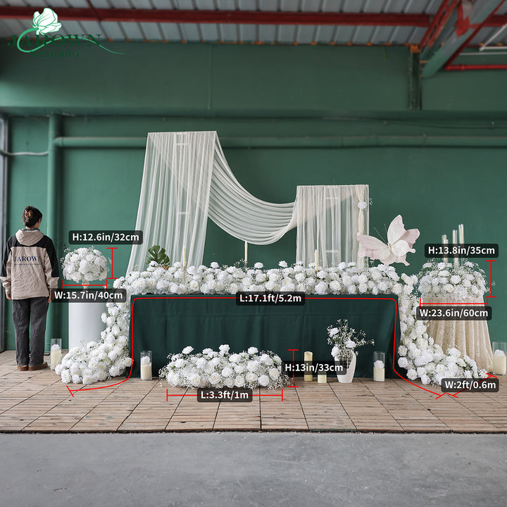 Centerpiece& Candelabra & Runner & Aisle in White