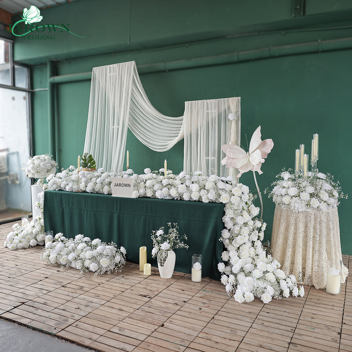 Centerpiece& Candelabra & Runner & Aisle in White