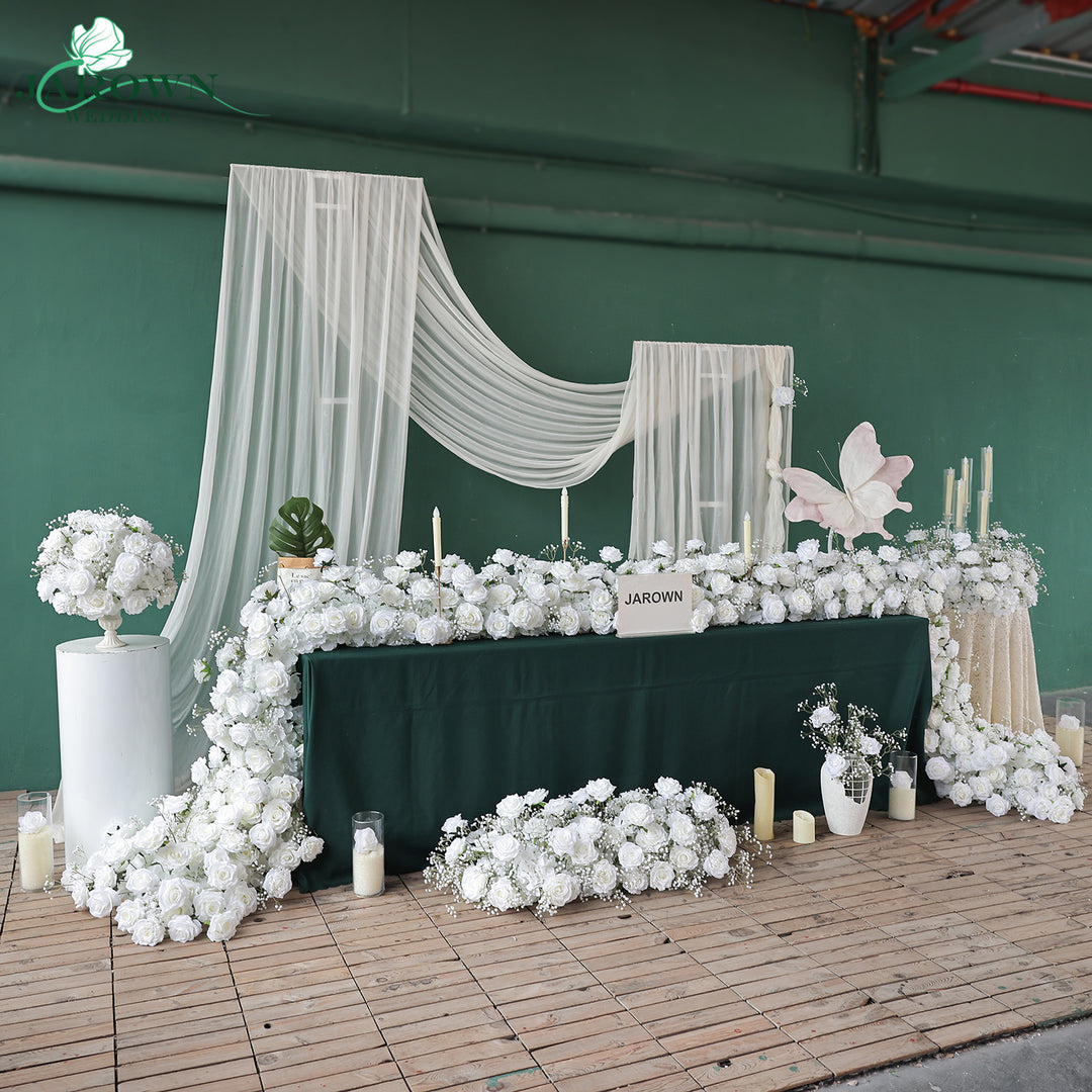 Centerpiece& Candelabra & Runner & Aisle in White