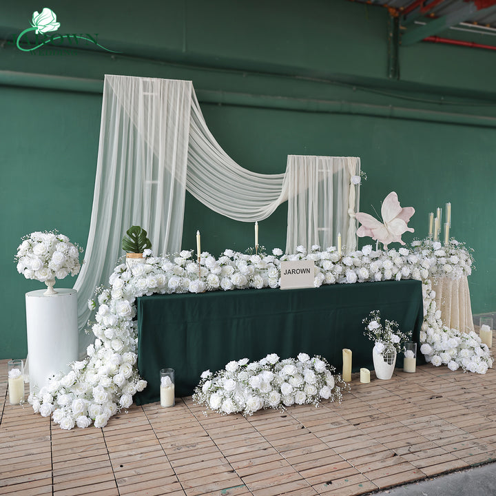 Centerpiece& Candelabra & Runner & Aisle in White