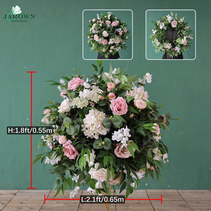 Sign & Centerpiece & Backdrop Flower in Green/White/Pink