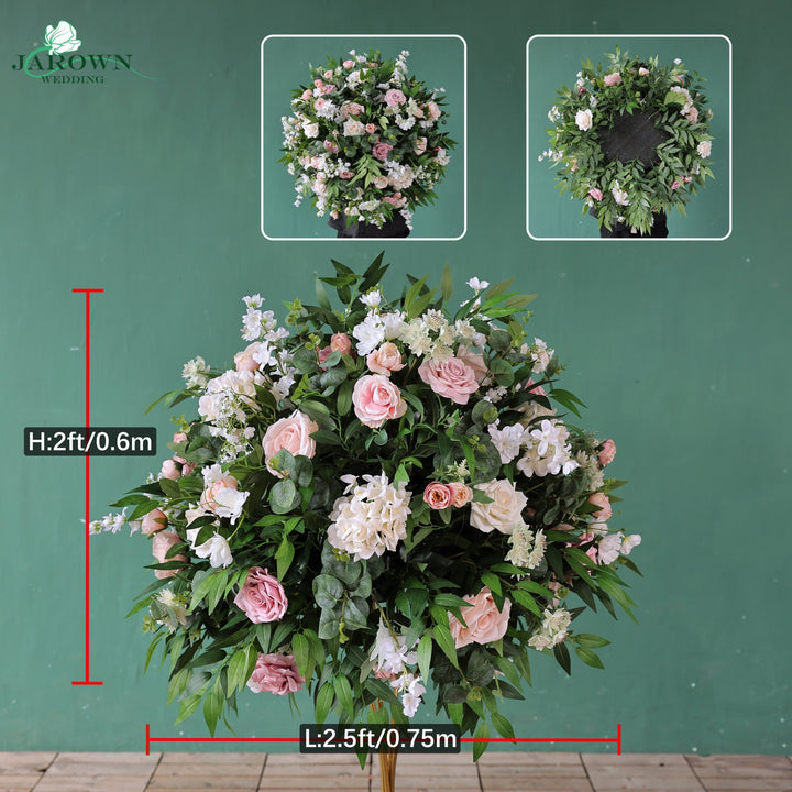 Sign & Centerpiece & Backdrop Flower in Green/White/Pink