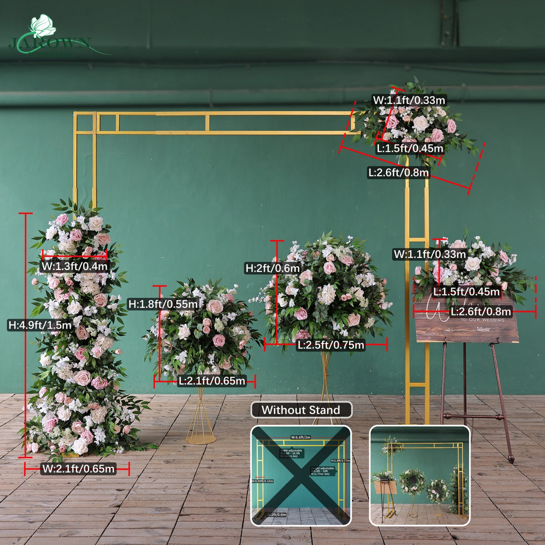 Sign & Centerpiece & Backdrop Flower in Green/White/Pink
