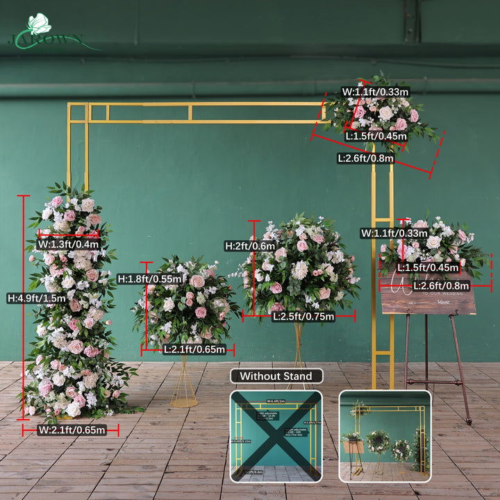 Sign & Centerpiece & Backdrop Flower in Green/White/Pink