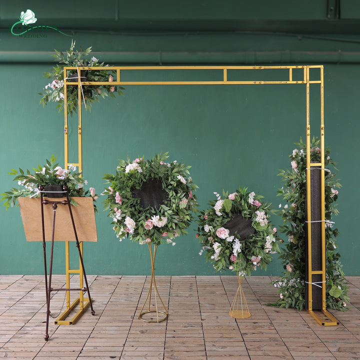 Sign & Centerpiece & Backdrop Flower in Green/White/Pink