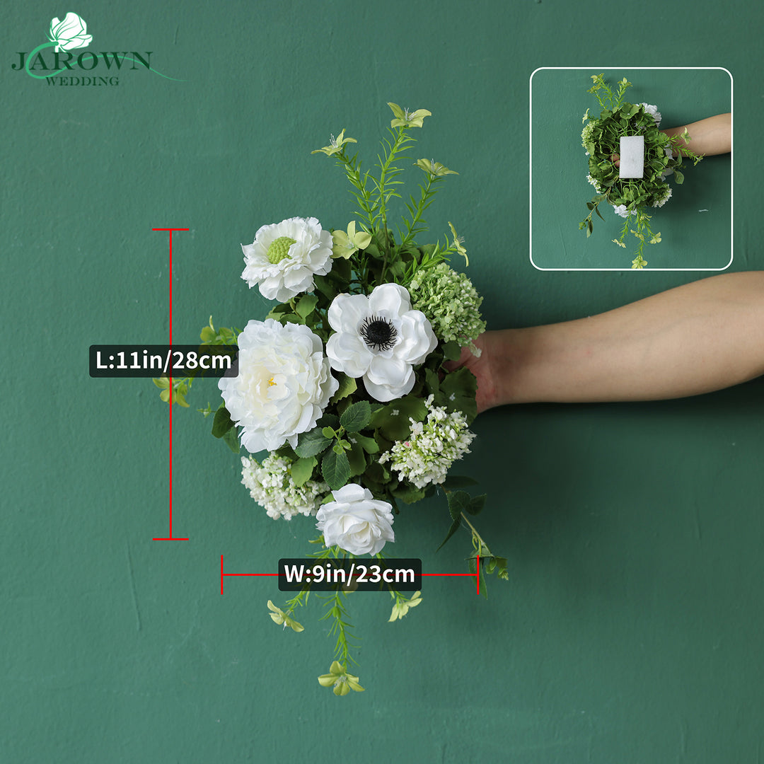 Sign & Centerpiece & Backdrop Flower in White/Green