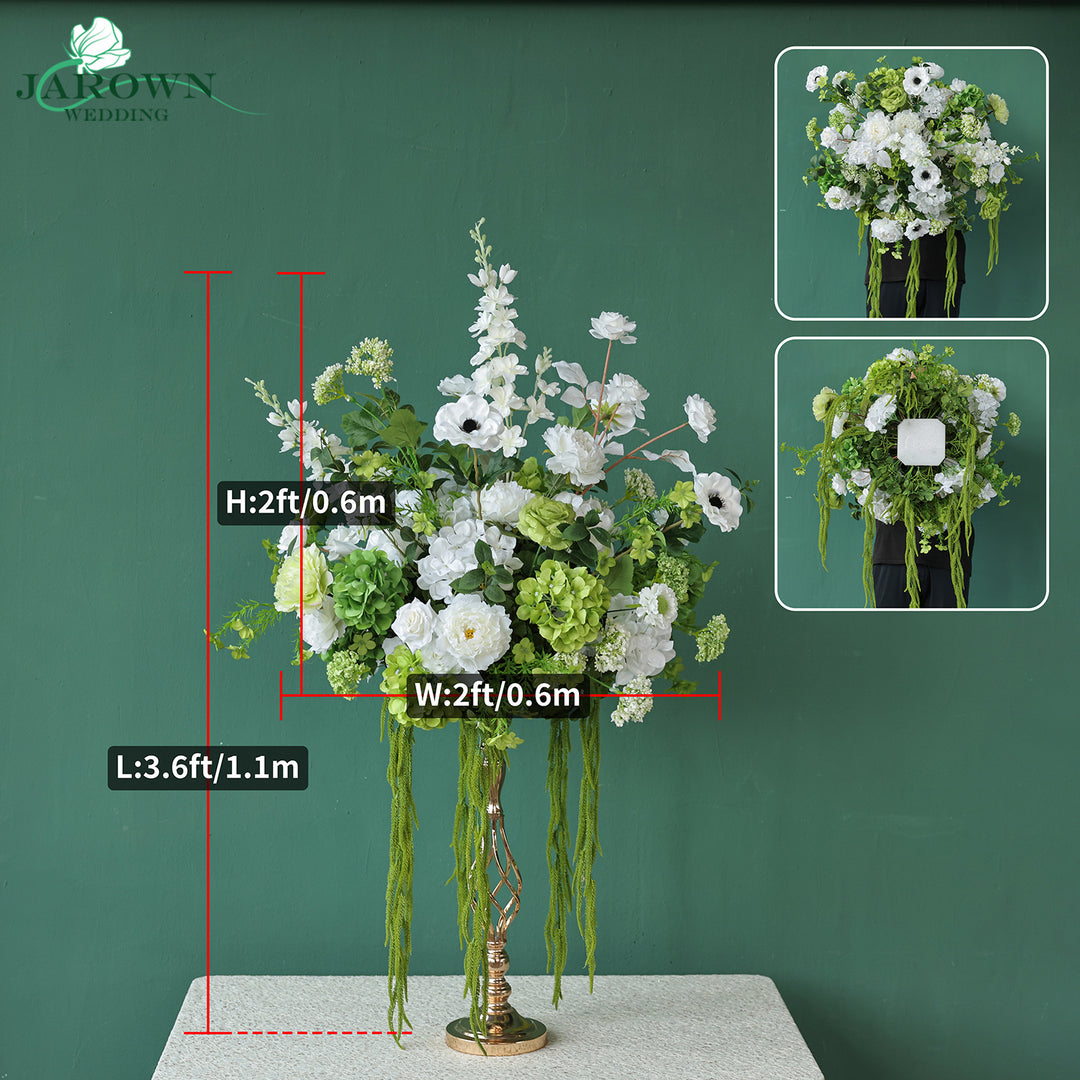 Sign & Centerpiece & Backdrop Flower in White/Green