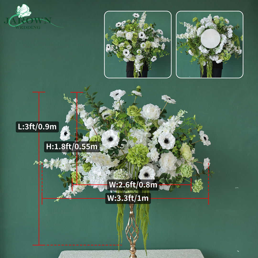 Sign & Centerpiece & Backdrop Flower in White/Green