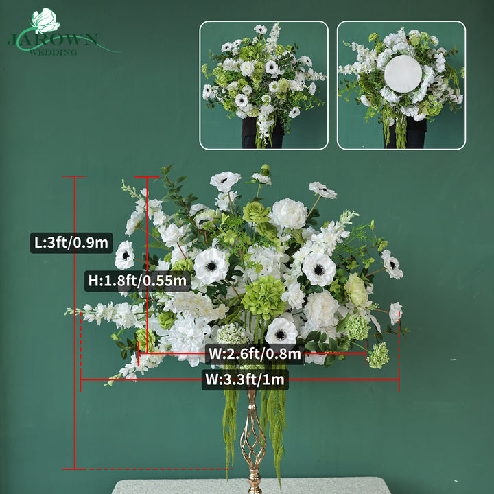 Sign & Centerpiece & Backdrop Flower in White/Green