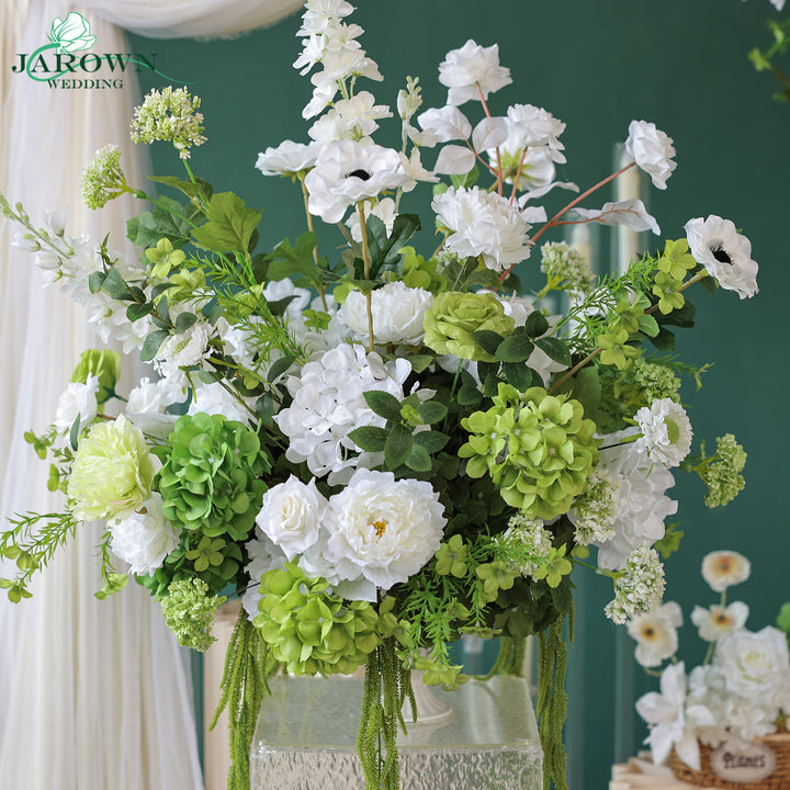 Sign & Centerpiece & Backdrop Flower in White/Green