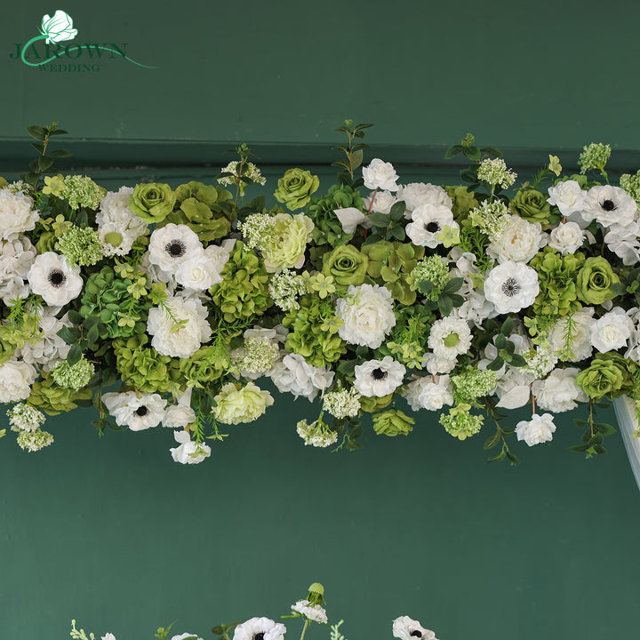 Sign & Centerpiece & Backdrop Flower in White/Green