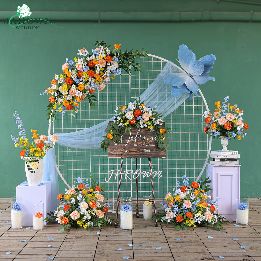 Sign & Garland & Centerpiece & Aisle & Backdrop Flowers in Colorful