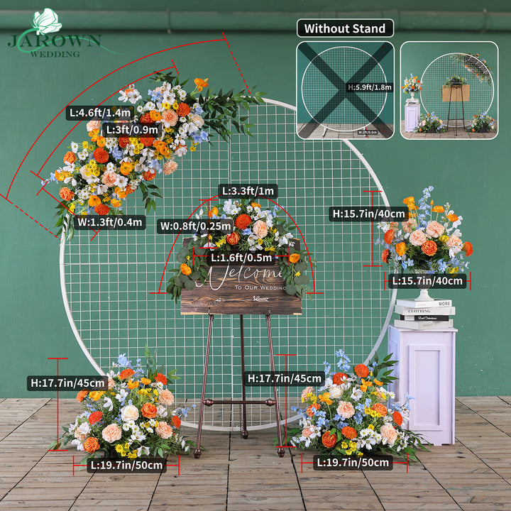 Sign & Garland & Centerpiece & Aisle & Backdrop Flowers in Colorful