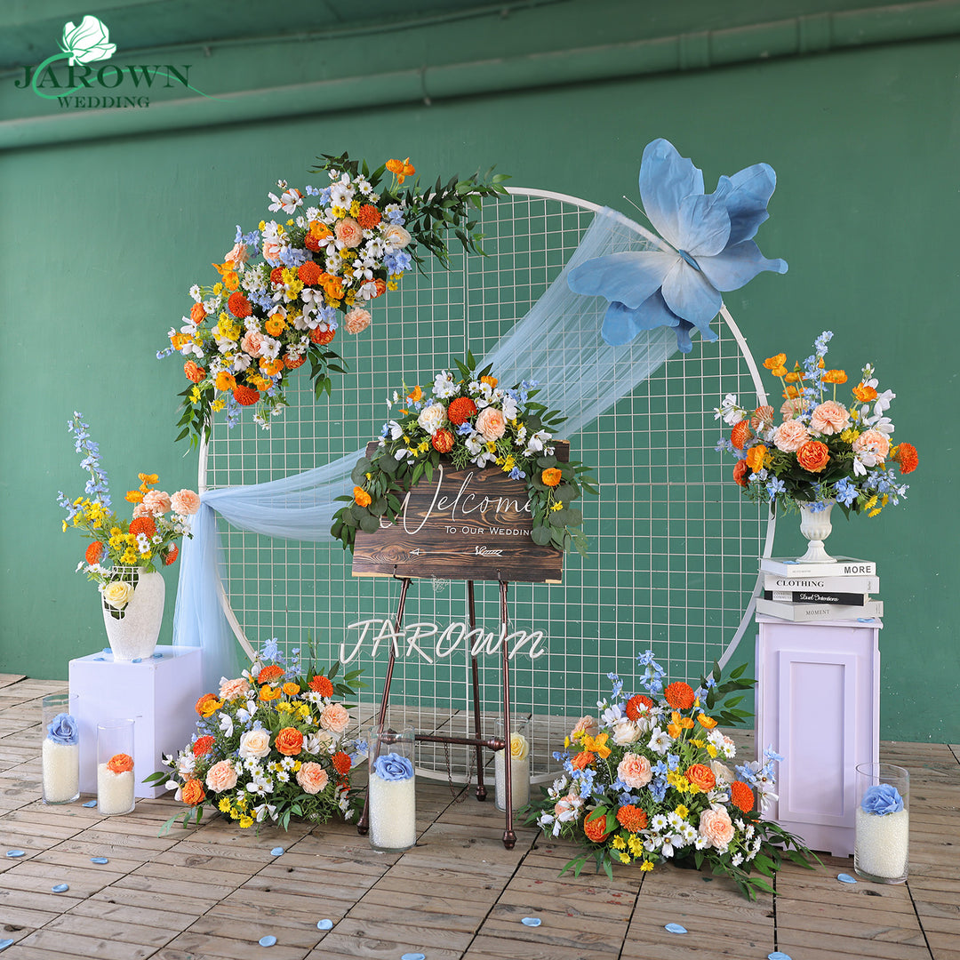 Sign & Garland & Centerpiece & Aisle & Backdrop Flowers in Colorful
