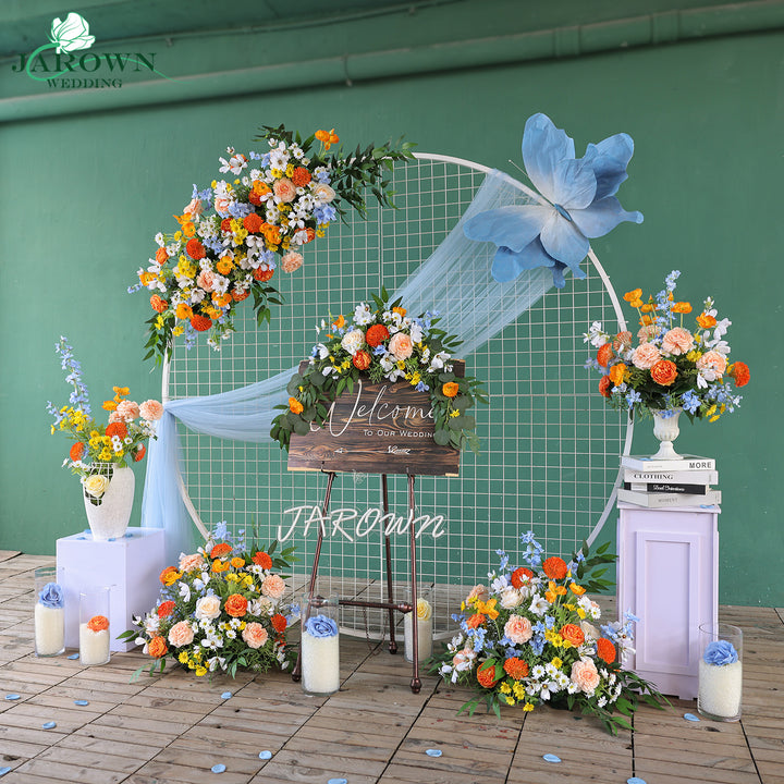 Sign & Garland & Centerpiece & Aisle & Backdrop Flowers in Colorful