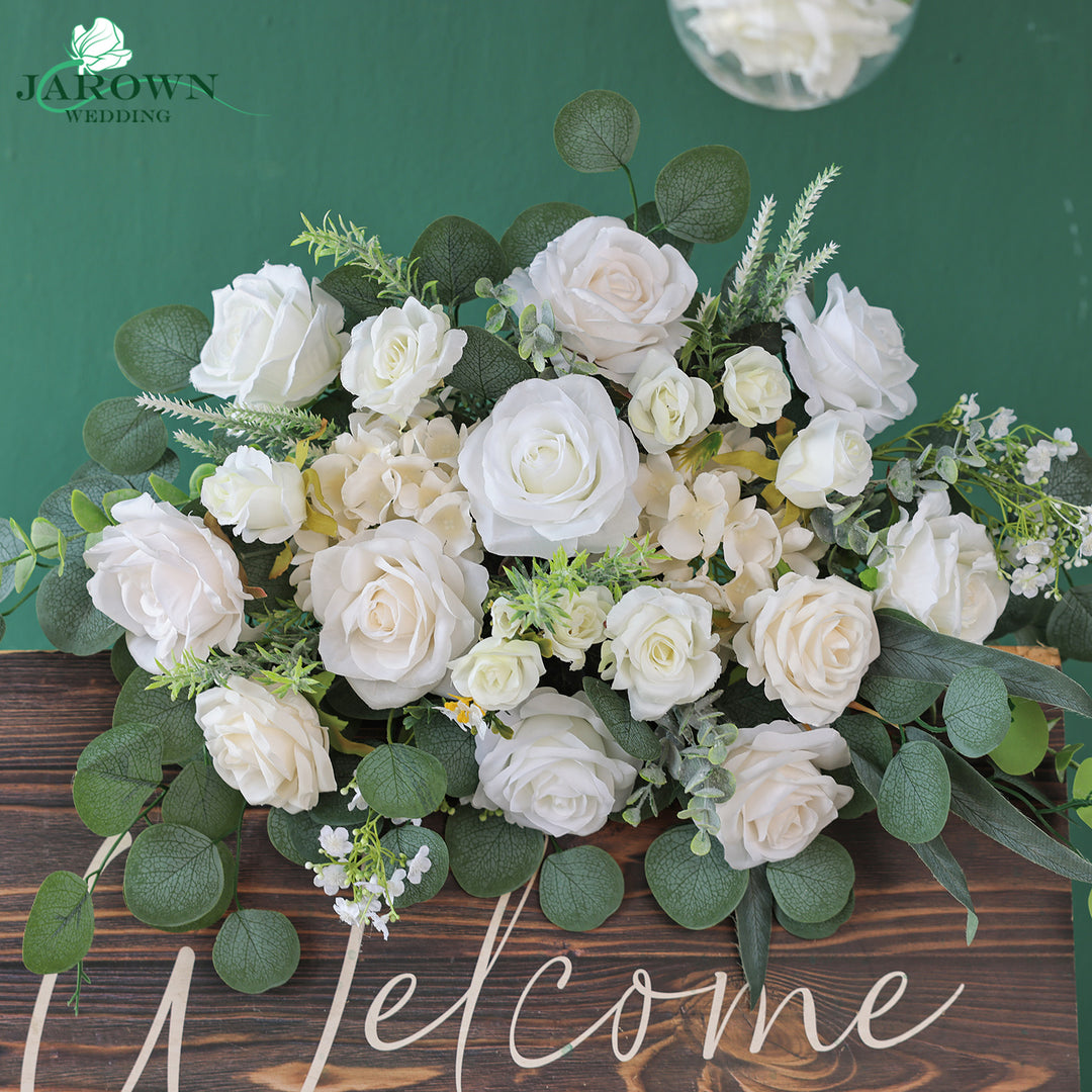 Sign & Runner & Aisle & Backdrop Flower in Green/White