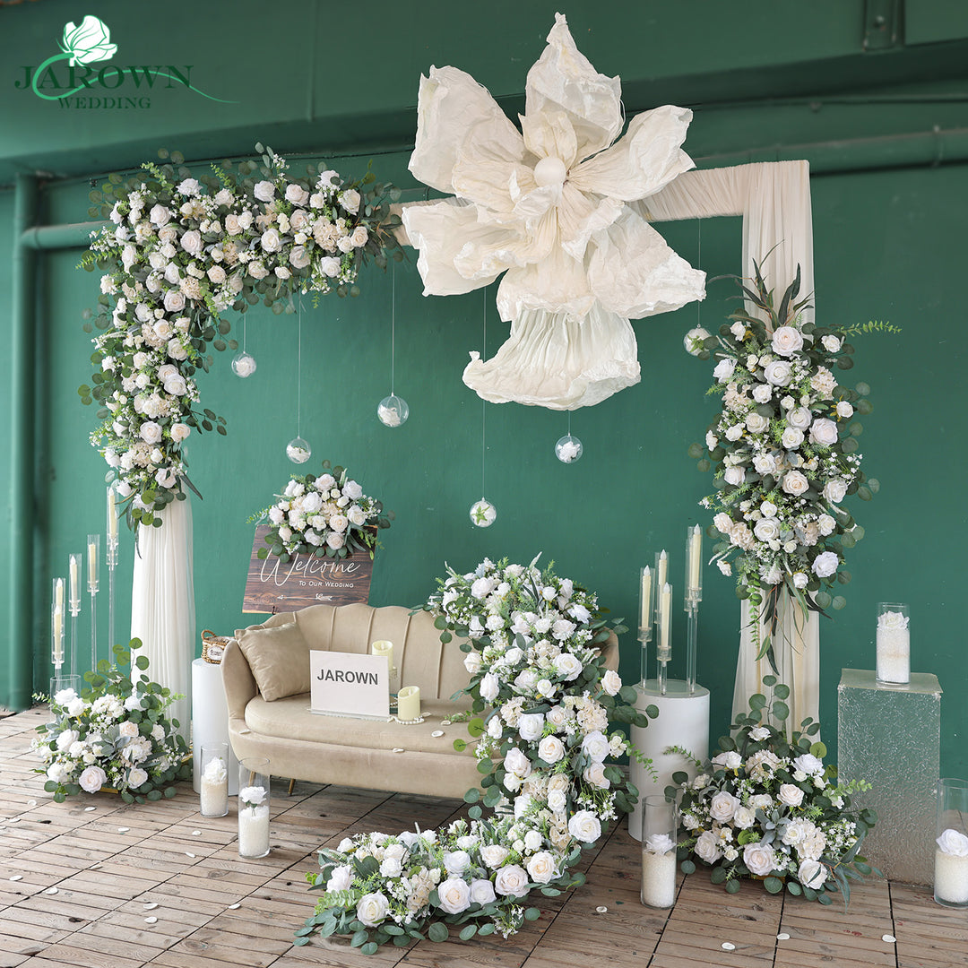 Sign & Runner & Aisle & Backdrop Flower in Green/White