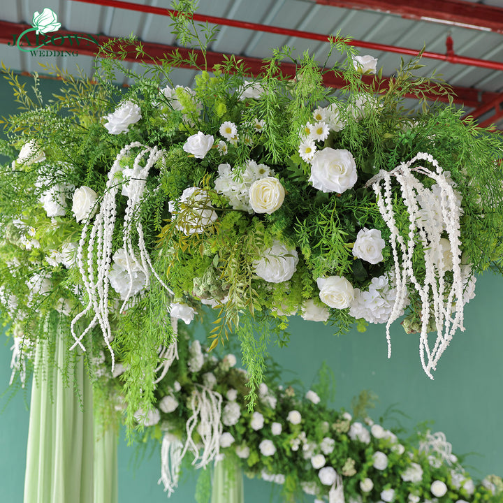 Unusual-Shaped Flower Arch in Green/White