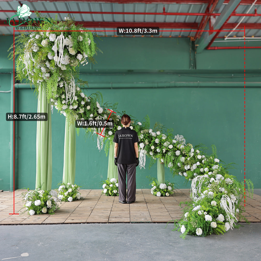Unusual-Shaped Flower Arch in Green/White