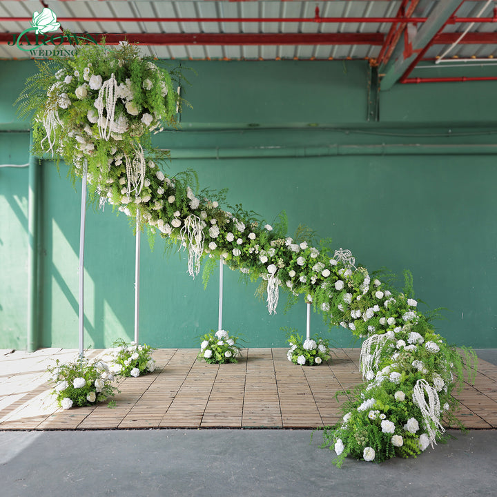Unusual-Shaped Flower Arch in Green/White