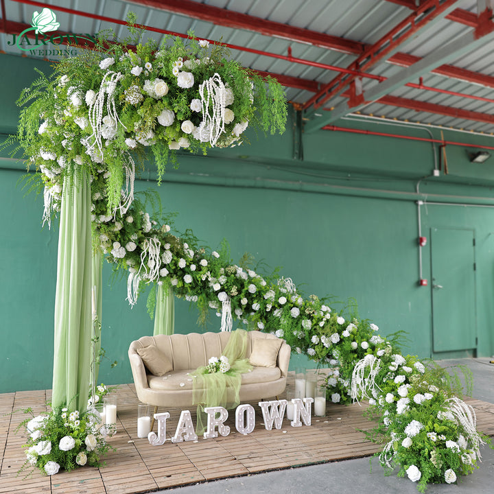 Unusual-Shaped Flower Arch in Green/White