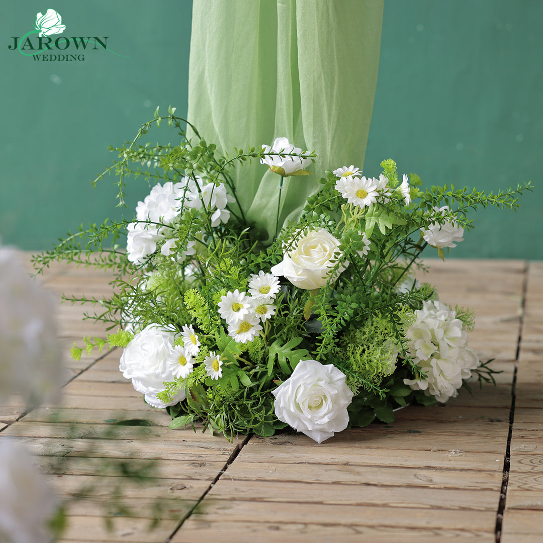 Unusual-Shaped Flower Arch in Green/White