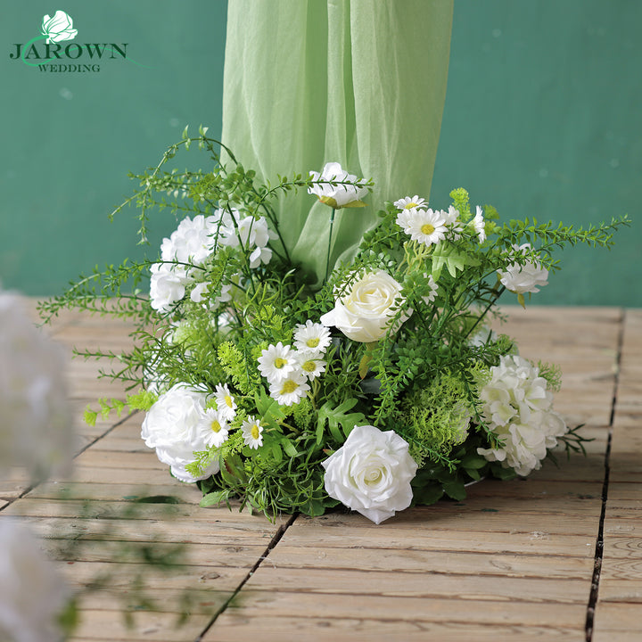 Unusual-Shaped Flower Arch in Green/White