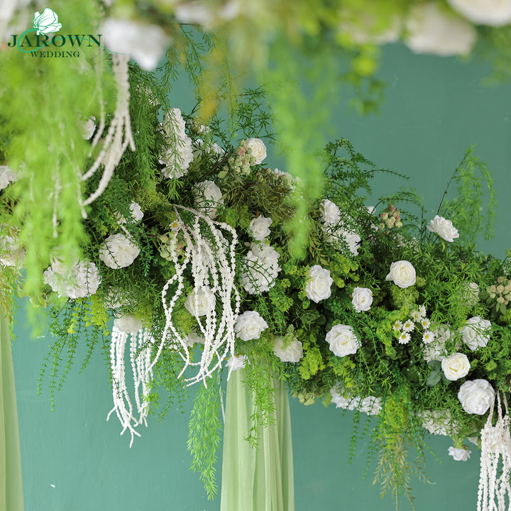 Unusual-Shaped Flower Arch in Green/White