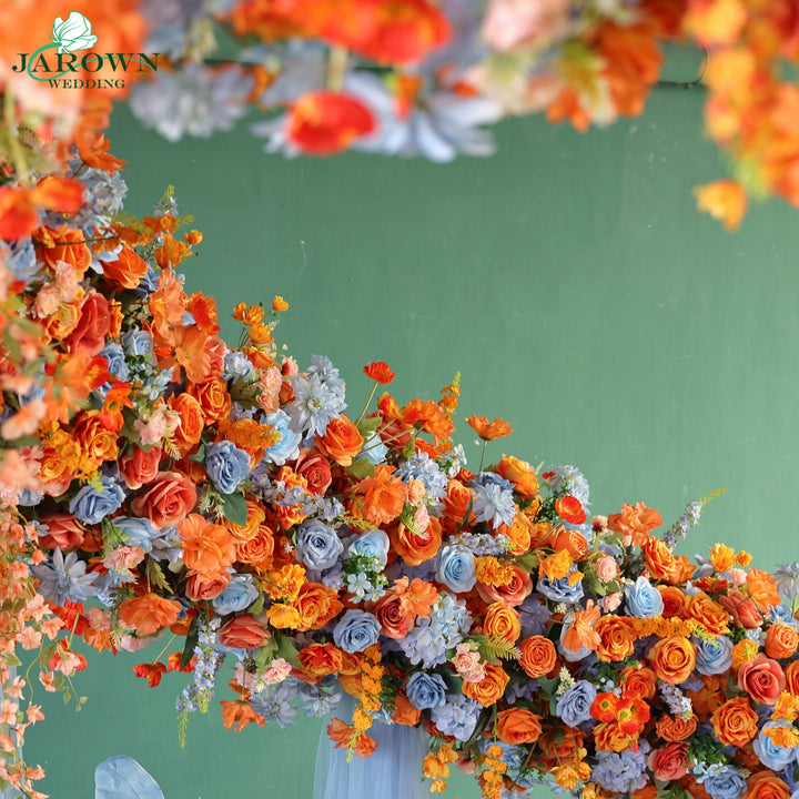 Unusual-Shaped Flower Arch in Orange/Blue