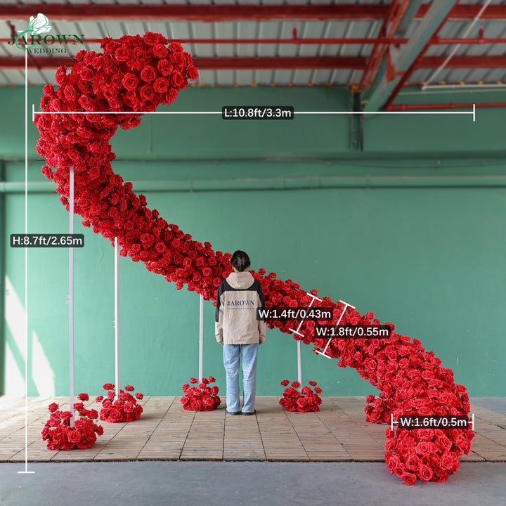 Unusual-Shaped Flower Arch in Red