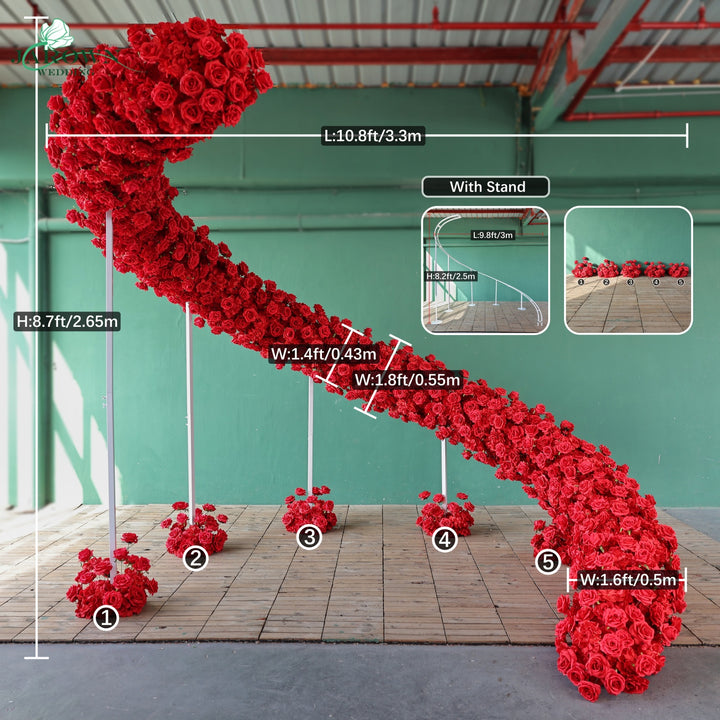 Unusual-Shaped Flower Arch in Red