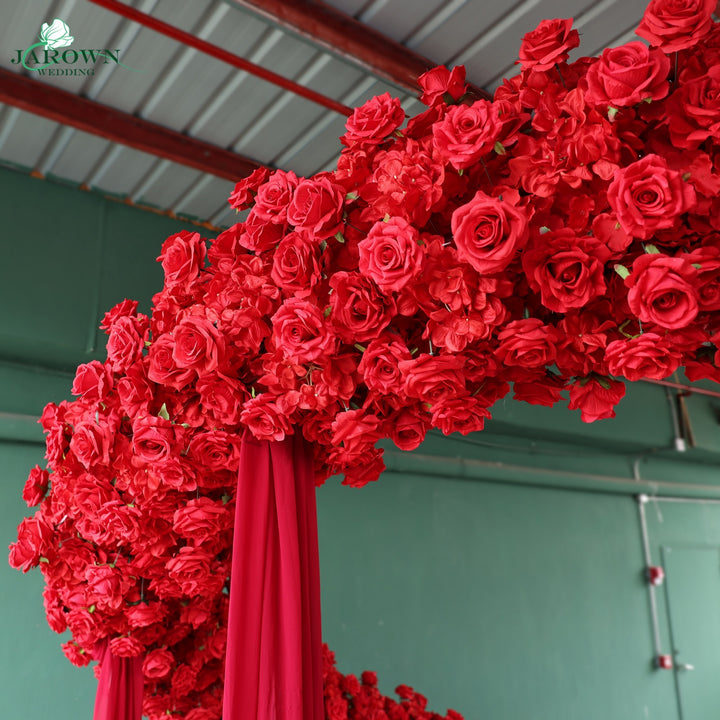 Unusual-Shaped Flower Arch in Red