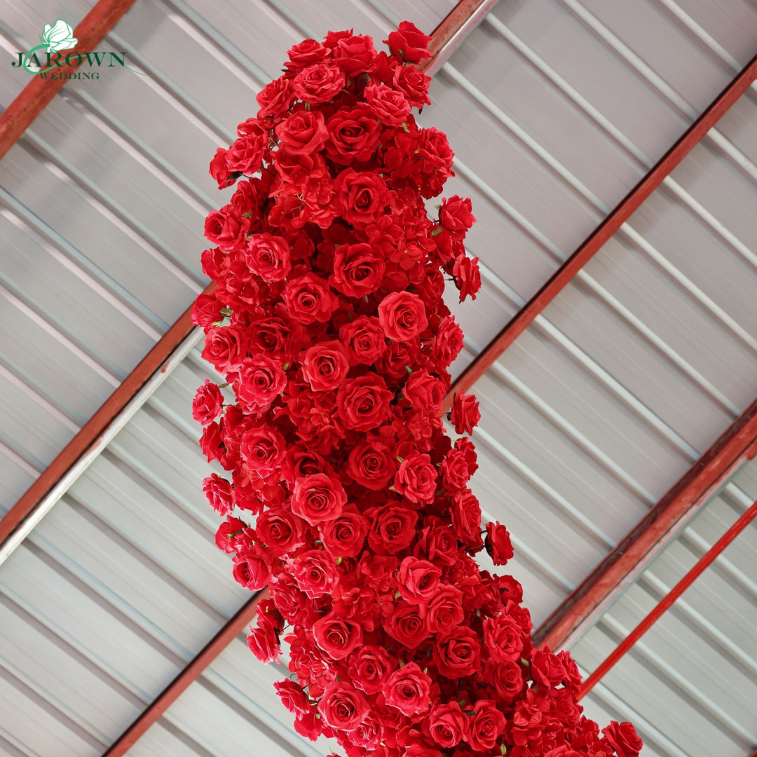 Unusual-Shaped Flower Arch in Red