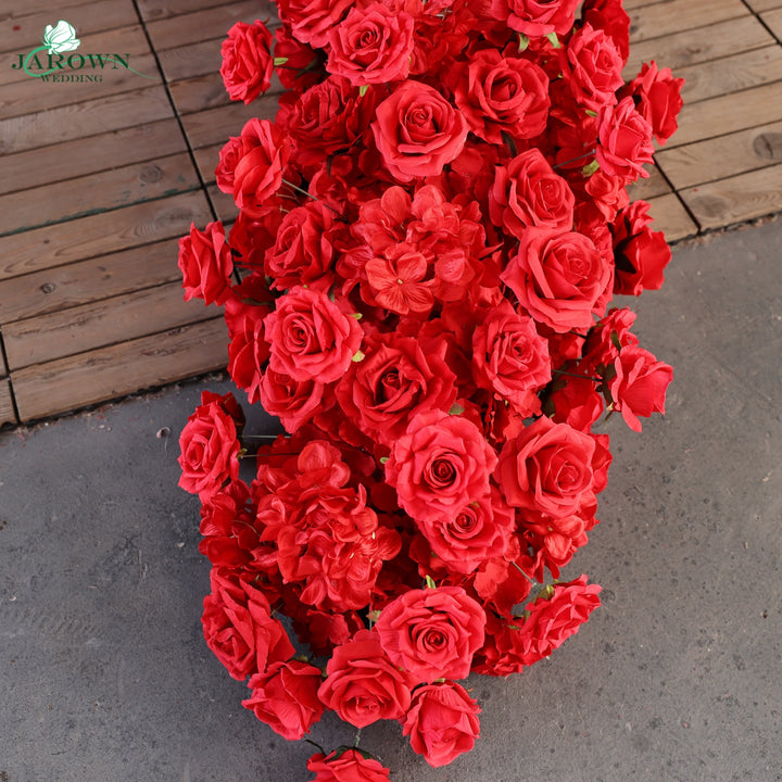 Unusual-Shaped Flower Arch in Red