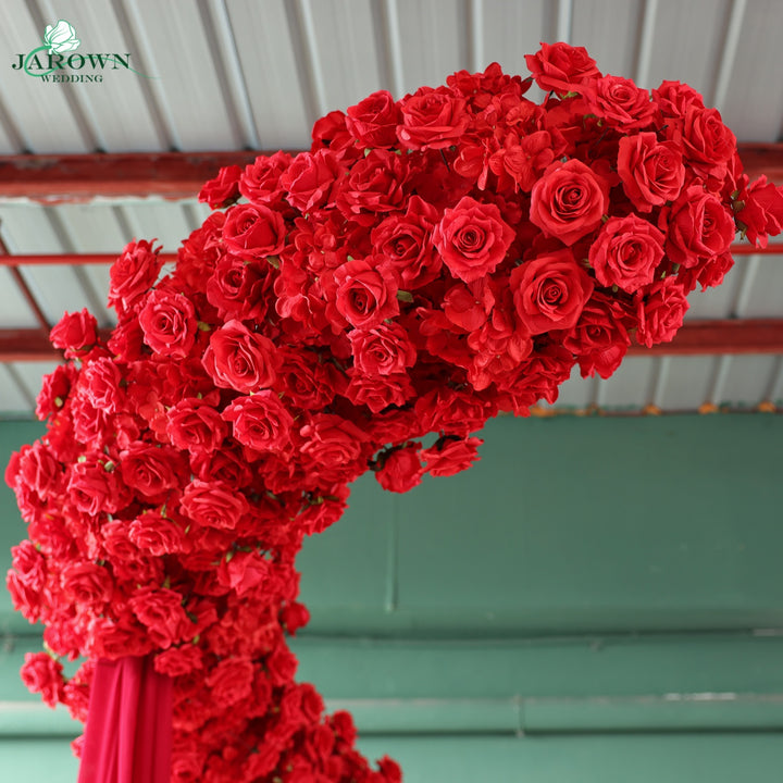 Unusual-Shaped Flower Arch in Red