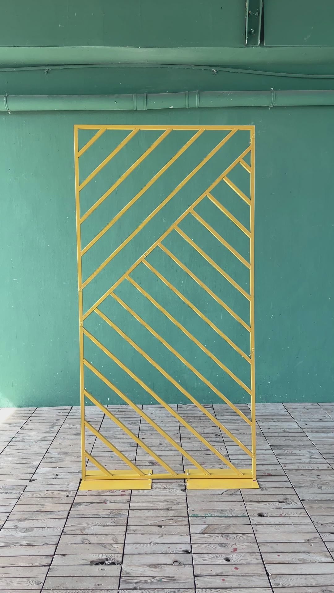 Gold Paint Rectangle with Diagonal Stripes Stand