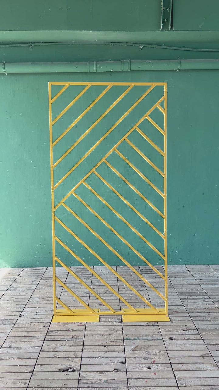 Gold Paint Rectangle with Diagonal Stripes Stand